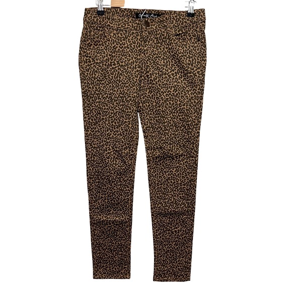 Celebrity Pink Leopard Print Skinny Jeans Women's Size 9 Brown Animal Print - Picture 1 of 7